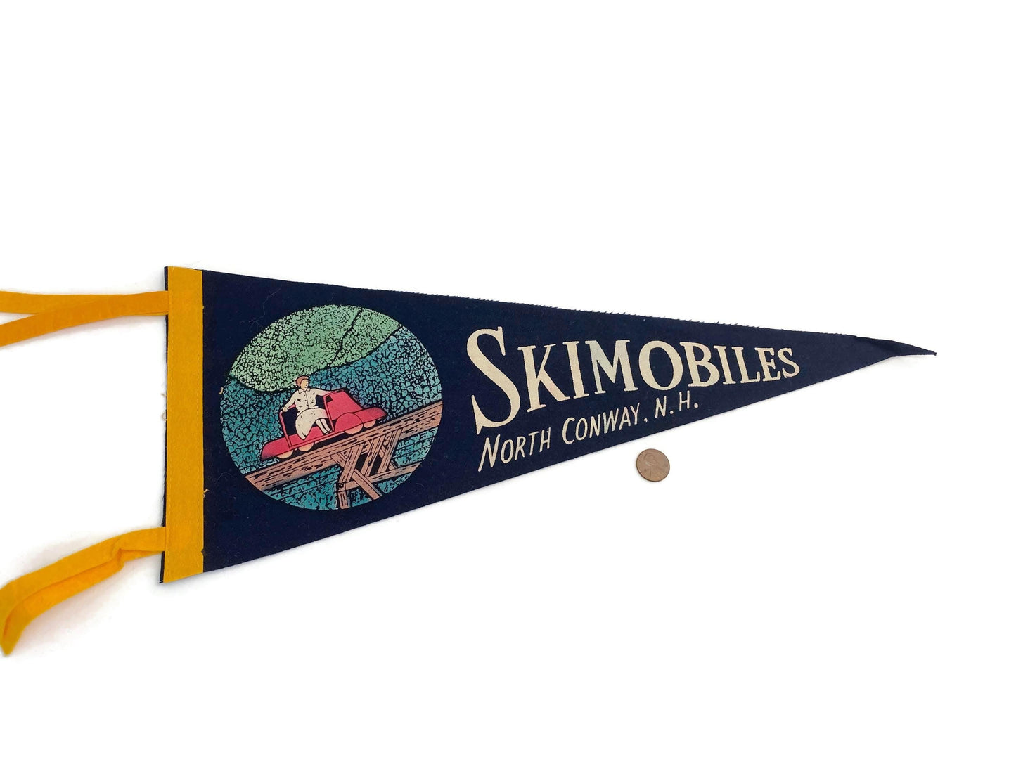 Vintage Skimobiles North Conway New Hampshire Pennant at Duckwells
