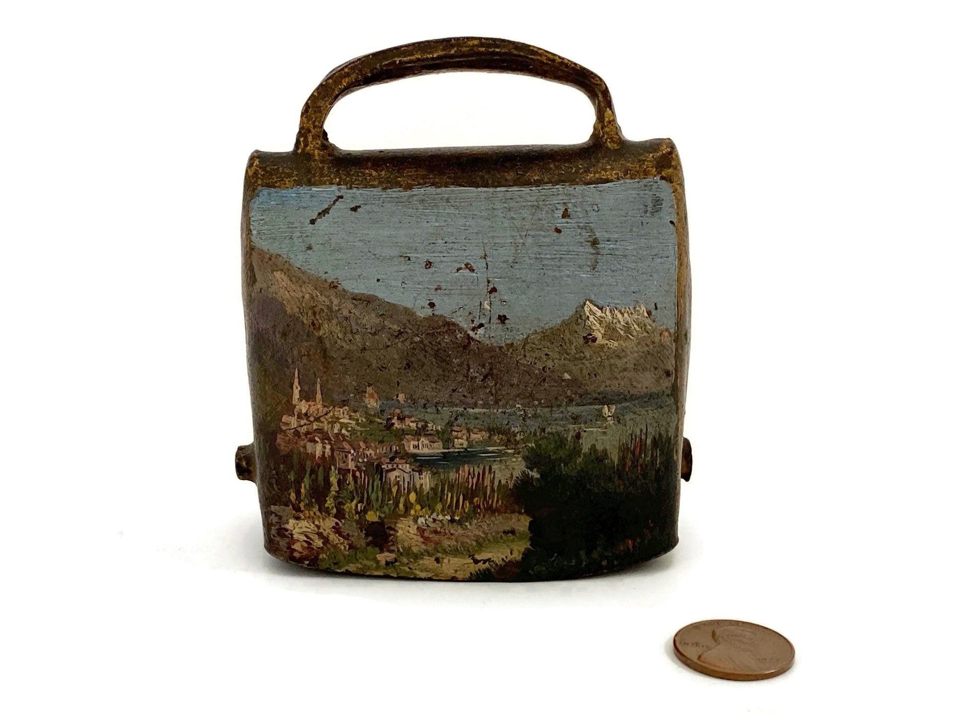 Antique Hand Painted Alpine Cow Bell at Duckwells
