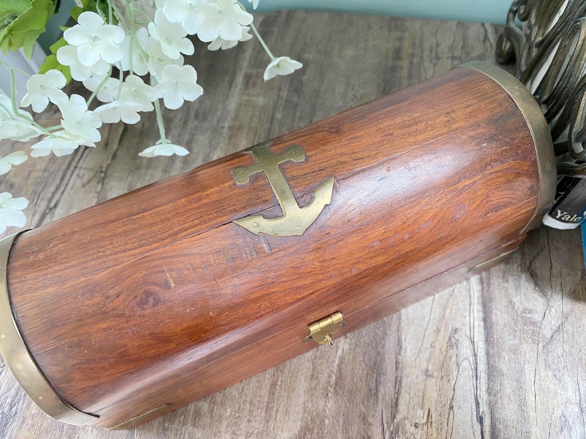 Vintage Nautical Box Made of Wood and Brass at Duckwells