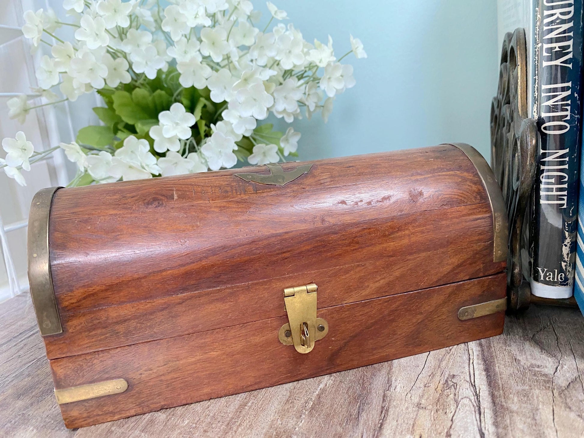 Vintage Nautical Box Made of Wood and Brass at Duckwells