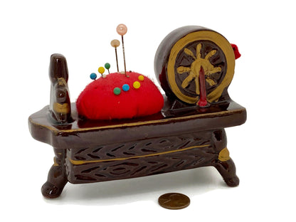 Midcentury Sewing Notion, Ceramic Pincushion Tape Measure at Duckwells