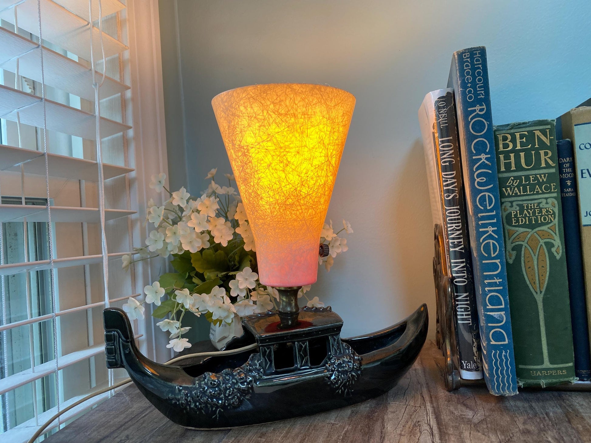 Midcentury Table Lamp with Ceramic Planter at Duckwells