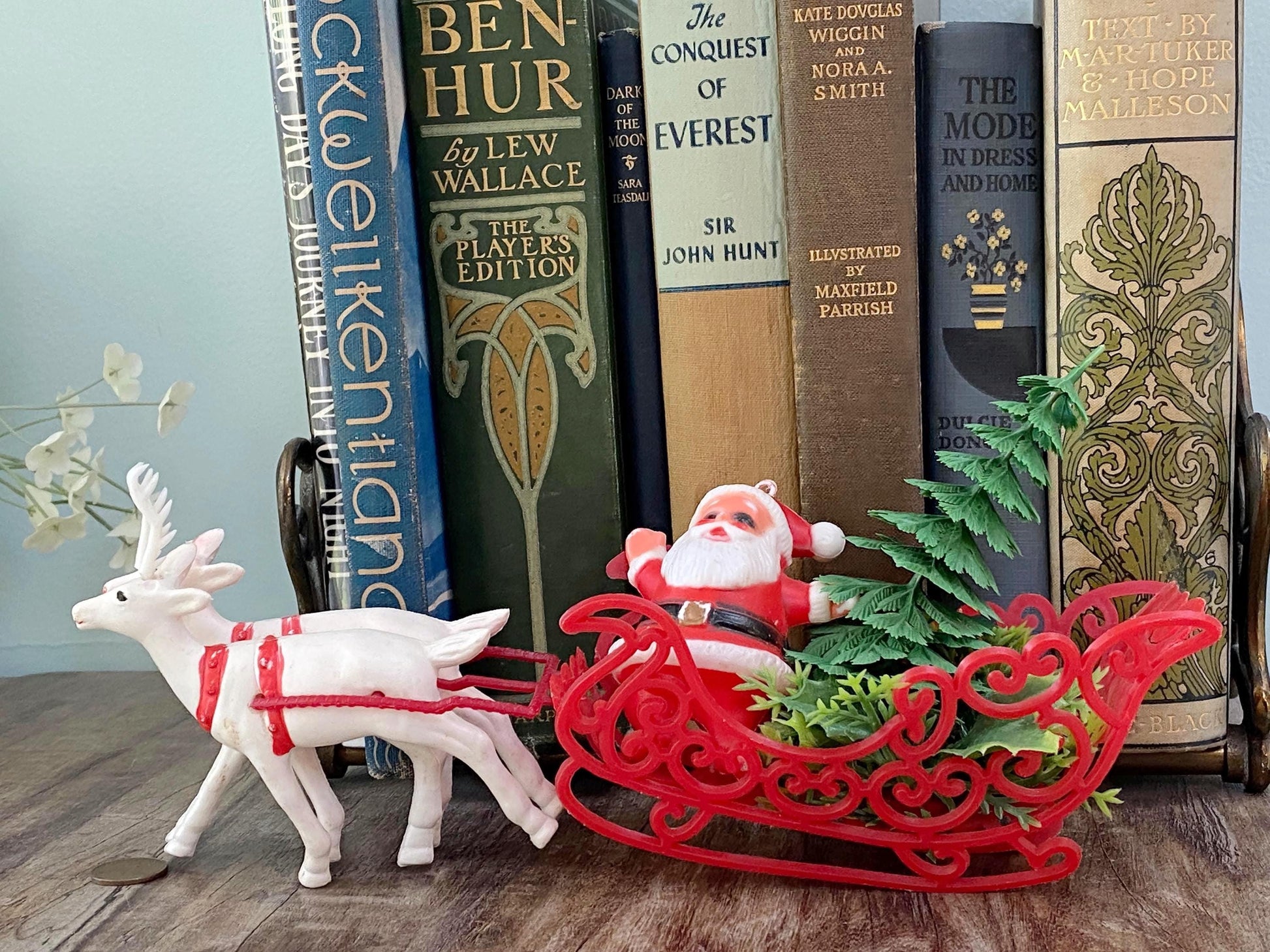 MidCentury Santa on Sleigh with Reindeer at Duckwells