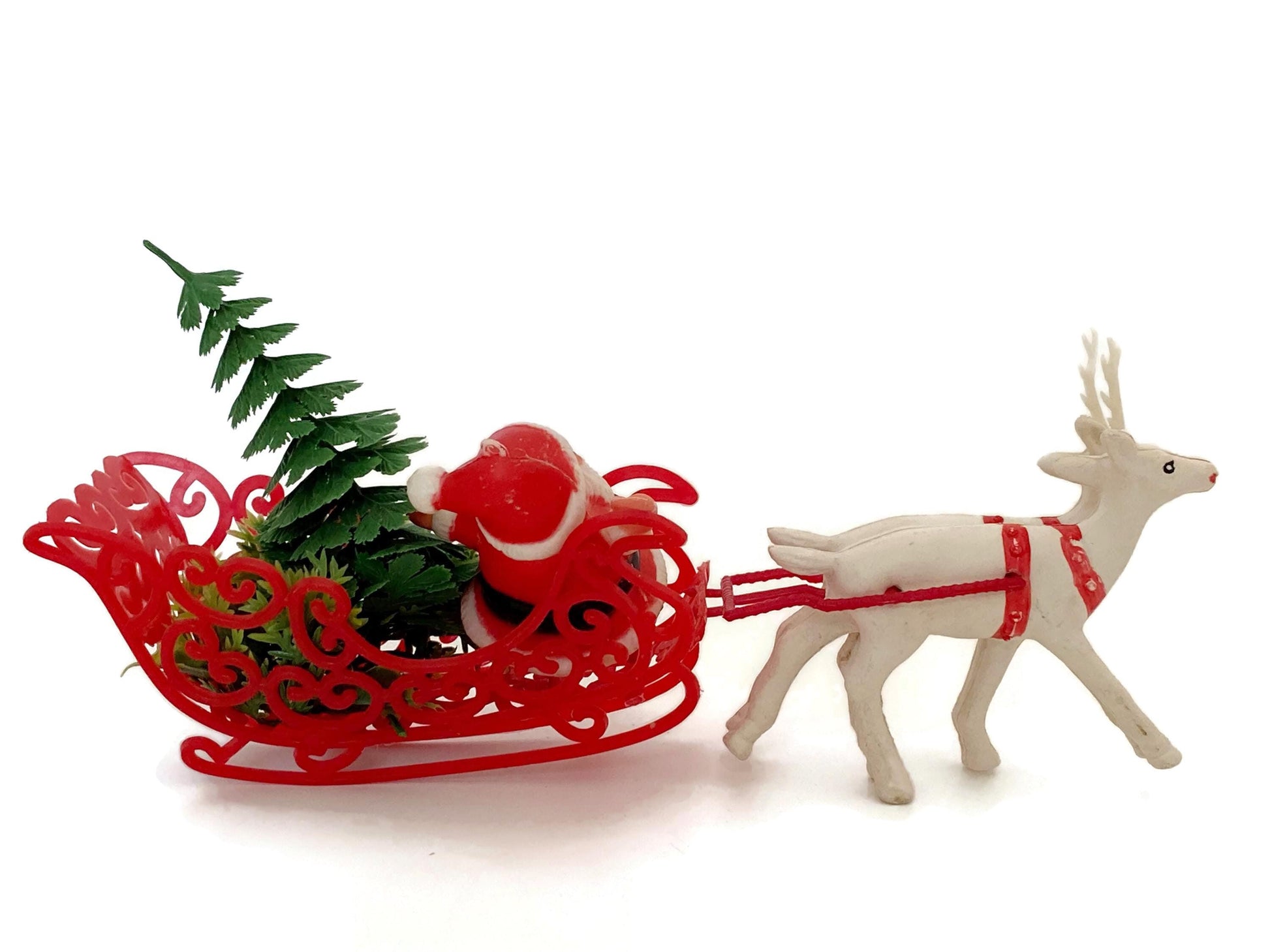 MidCentury Santa on Sleigh with Reindeer at Duckwells