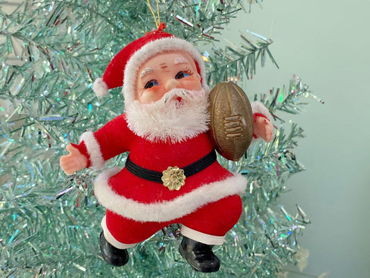 Vintage Santa Claus with a Football Hanging Ornament at Duckwells