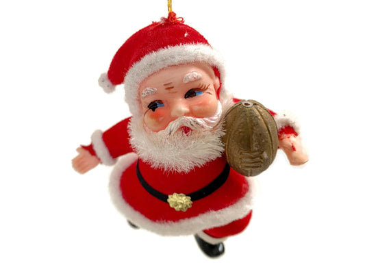 Vintage Santa Claus with a Football Hanging Ornament at Duckwells