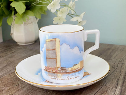 Mid Century United Nations Cup and Saucer Set at Duckwells