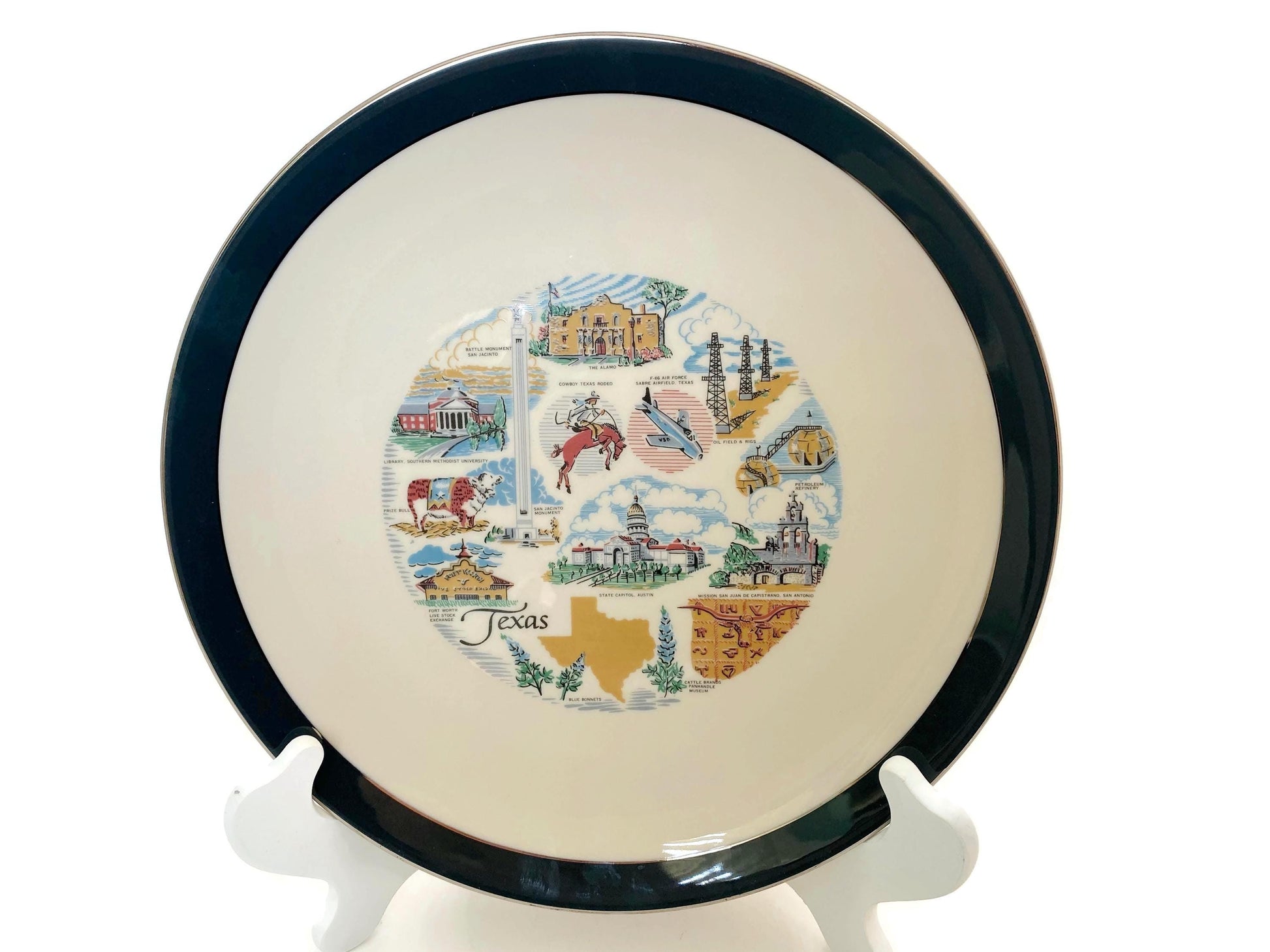Vintage Texas State Souvenir Plate at Duckwells