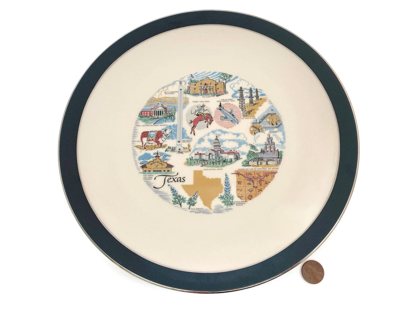 Vintage Texas State Souvenir Plate at Duckwells