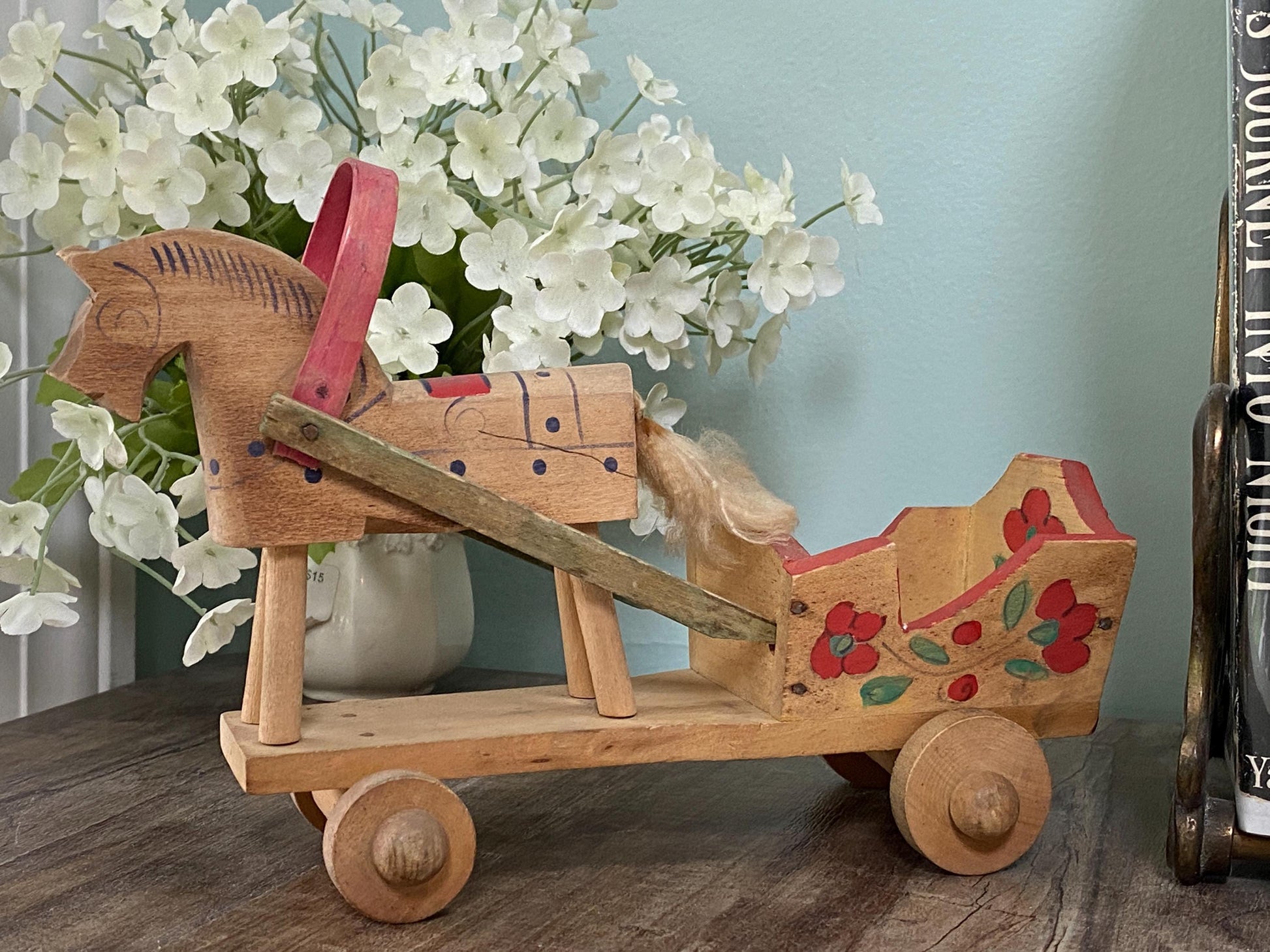 Vintage French Wooden Horse Drawn Cart at Duckwells