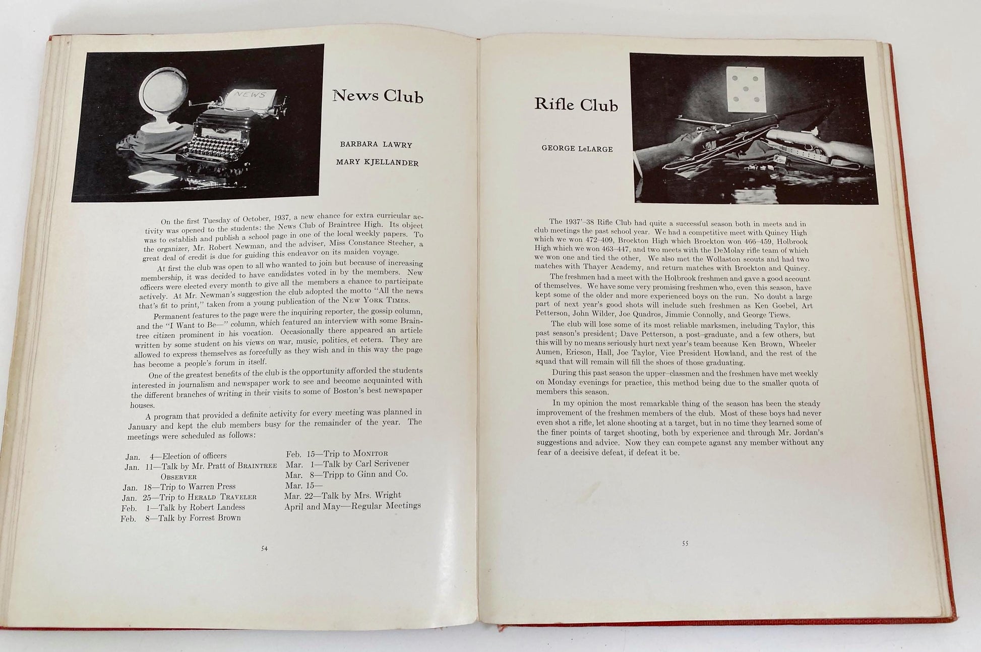 1938 Braintree Massachusetts High School Yearbook at Duckwells