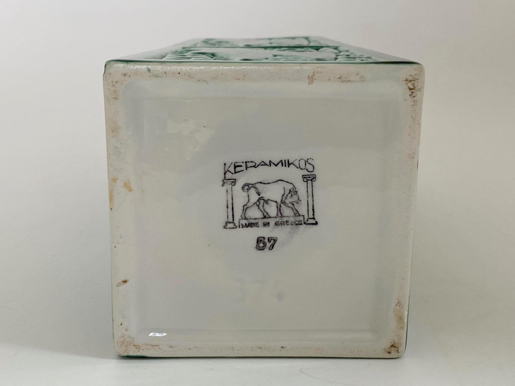 Vintage Green Ceramic Vase by Keramikos Greece at Duckwells