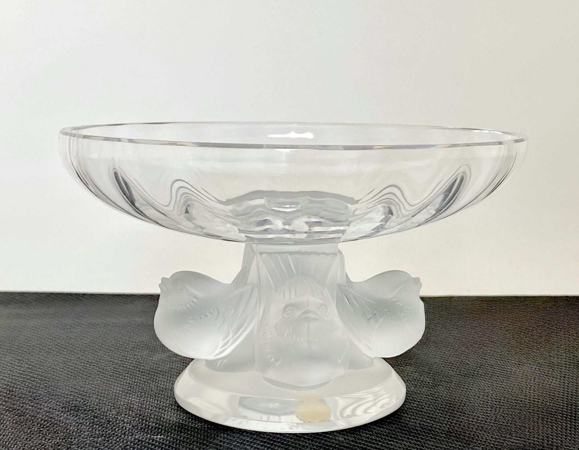 Vintage Lalique Nogent Pedestal Compote Bowl with Birds at Duckwells