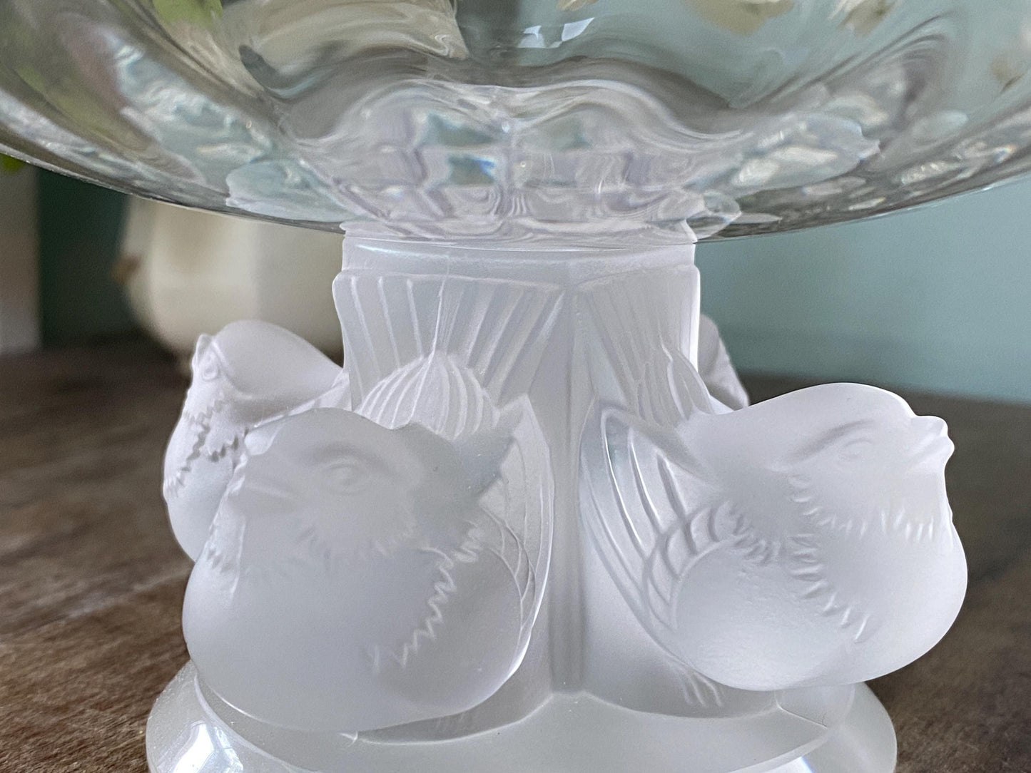 Vintage Lalique Nogent Pedestal Compote Bowl with Birds at Duckwells
