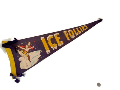 Vintage Ice Follies Souvenir Pennant at Duckwells