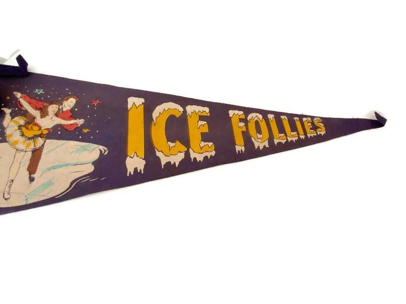 Vintage Ice Follies Souvenir Pennant at Duckwells