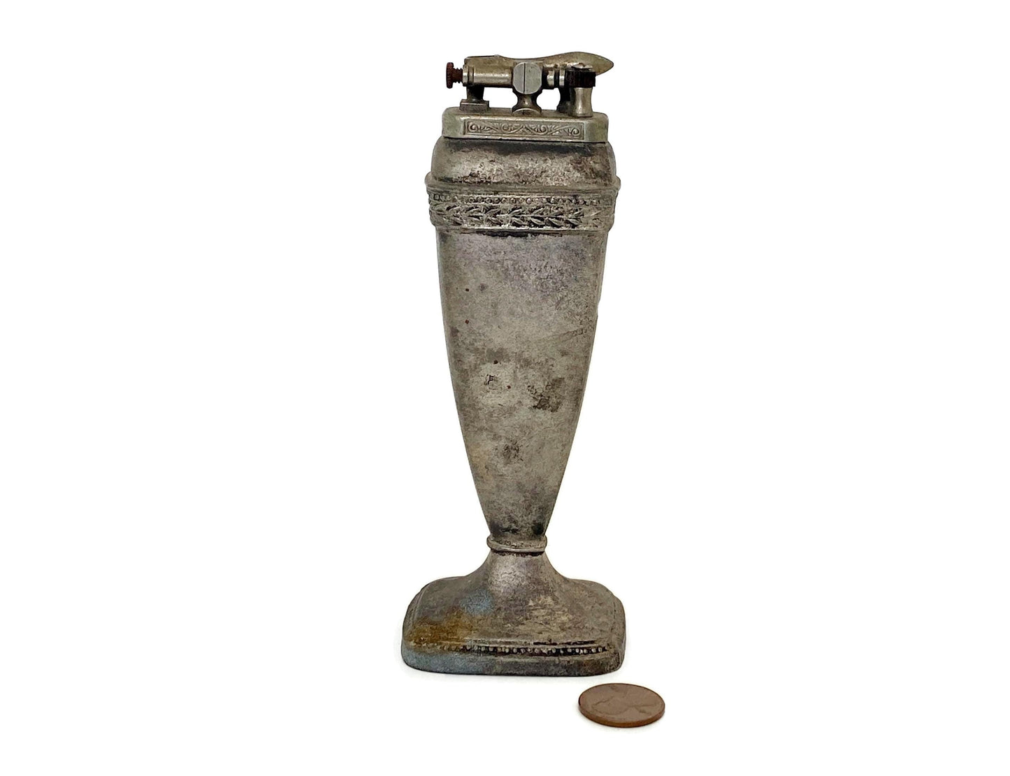 Antique Fay Tabletop Lighter, Henry Schiff Lift Arm; 1929 at Duckwells