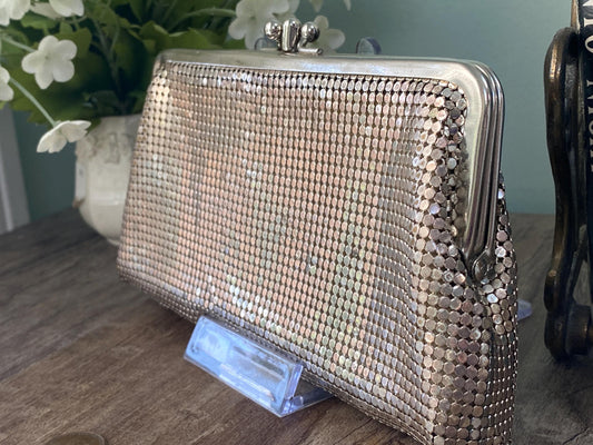 Vintage Whiting & Davis Silver Metal Mesh Clutch Purse at Duckwells