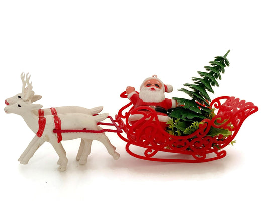 MidCentury Santa on Sleigh with Reindeer at Duckwells