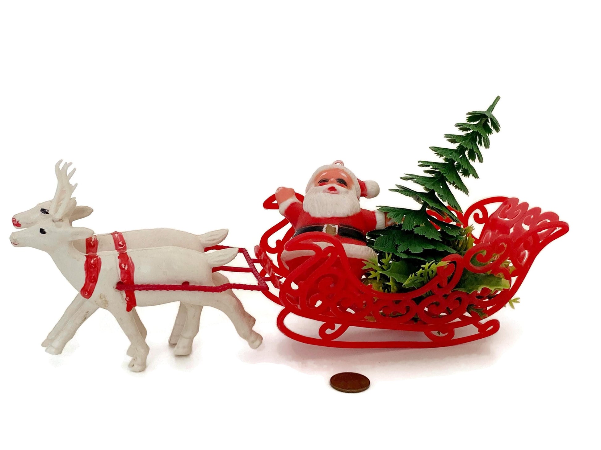 MidCentury Santa on Sleigh with Reindeer at Duckwells