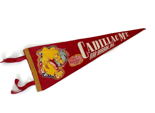 Vintage Cadillac Mountain, Bar Harbor Maine Pennant at Duckwells