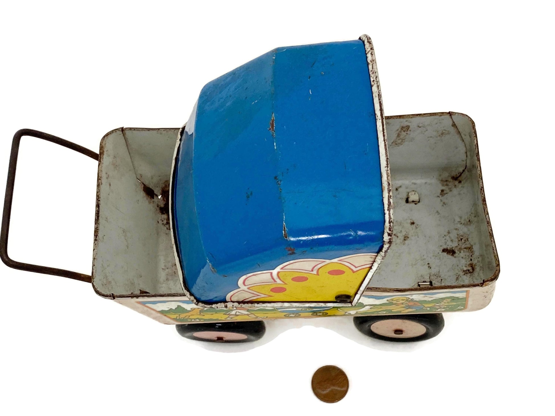 Vintage Tin Litho Baby Doll Carriage circa 1930s at Duckwells