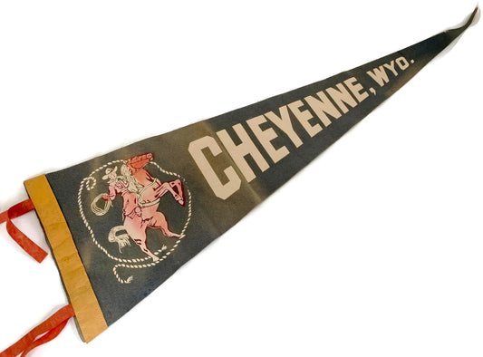 Midcentury Cheyenne Wyoming Souvenir Pennant at Duckwells