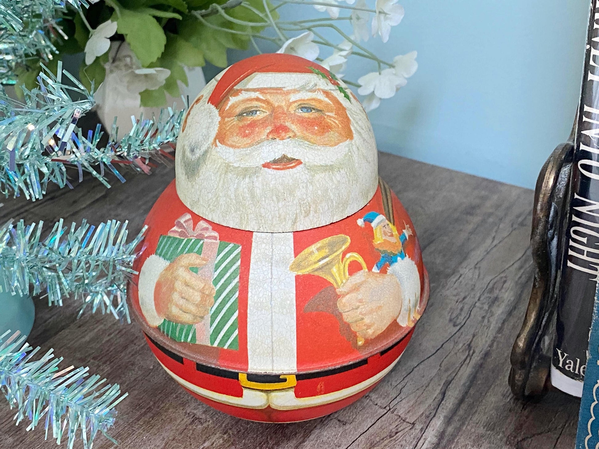 Vintage Santa Claus Small Roly Poly Tin at Duckwells