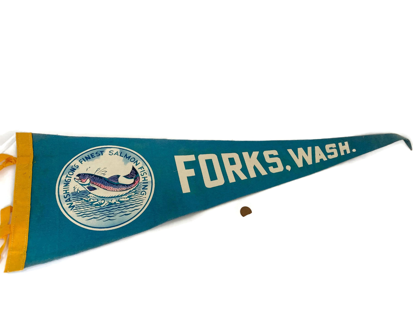Vintage Forks Washington Pennant, a Salmon Fishing Souvenir at Duckwells