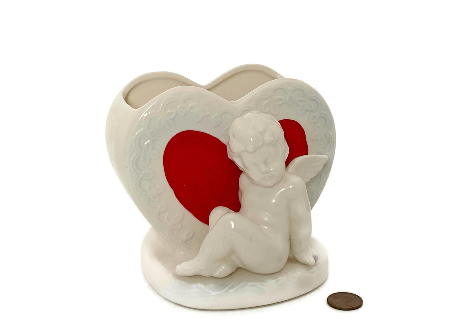 Vintage Valentine's Day Cupid Ceramic Planter by Lefton at Duckwells