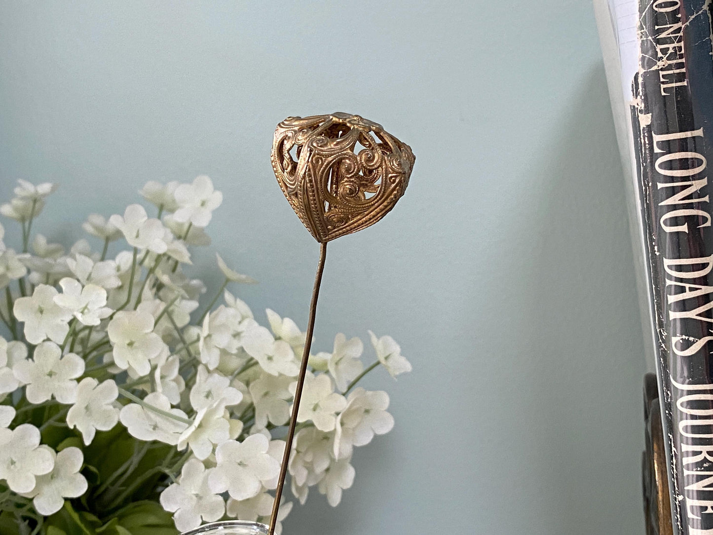 Antique Hat Pin - Art Nouveau Metal Filagree Hatpin at Duckwells