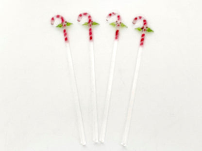 Vintage Christmas Drink Stirrers, Spun Glass Candy Canes at Duckwells