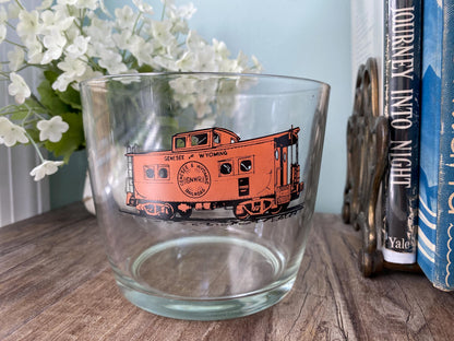 Vintage Railroad Ice Bucket, Glass Genesee and Wyoming Barware at Duckwells