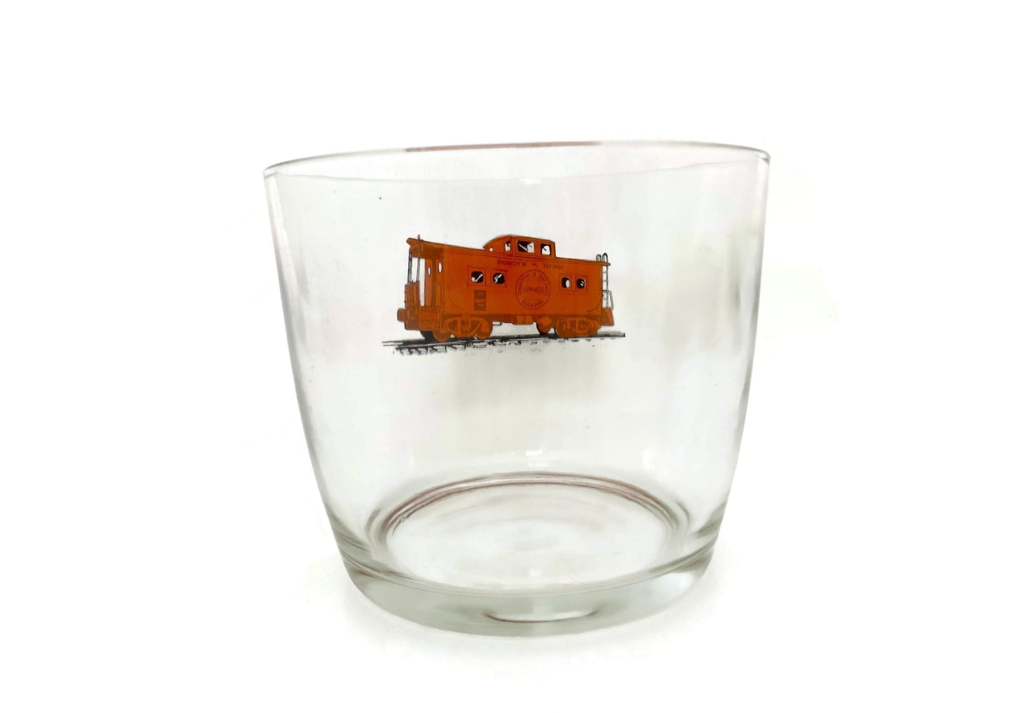 Vintage Railroad Ice Bucket, Glass Genesee and Wyoming Barware at Duckwells