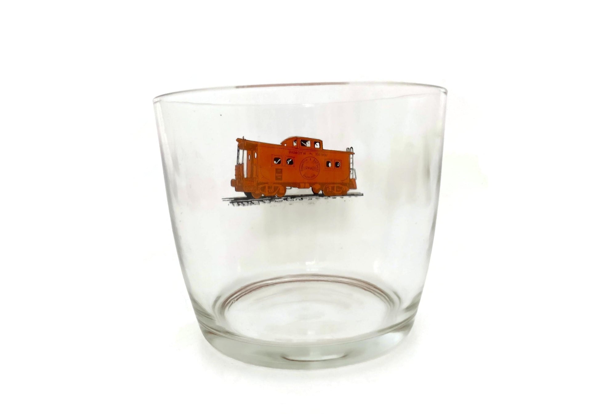 Vintage Railroad Ice Bucket, Glass Genesee and Wyoming Barware at Duckwells