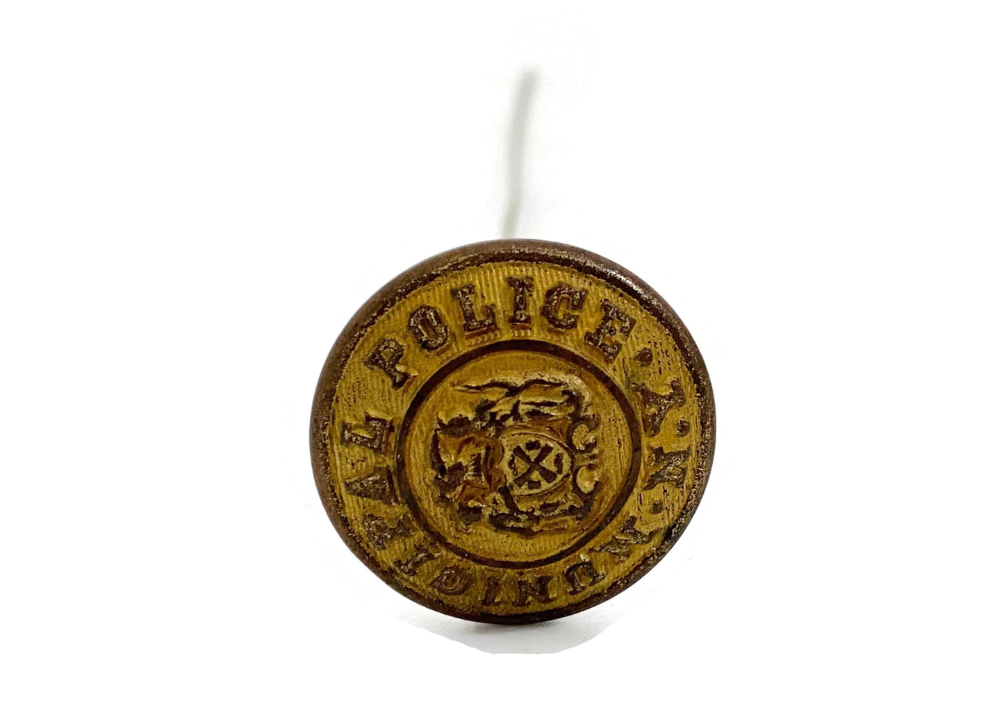 Antique Police Hatpin by Waterbury Button at Duckwells