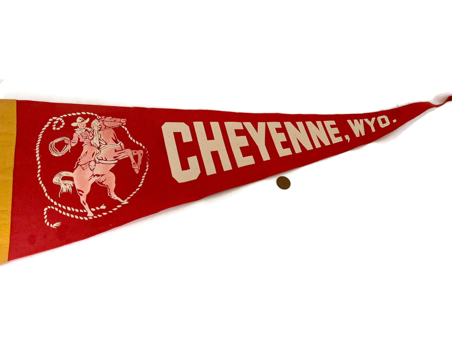 Midcentury Cheyenne Pennant; a Wyoming Souvenir at Duckwells