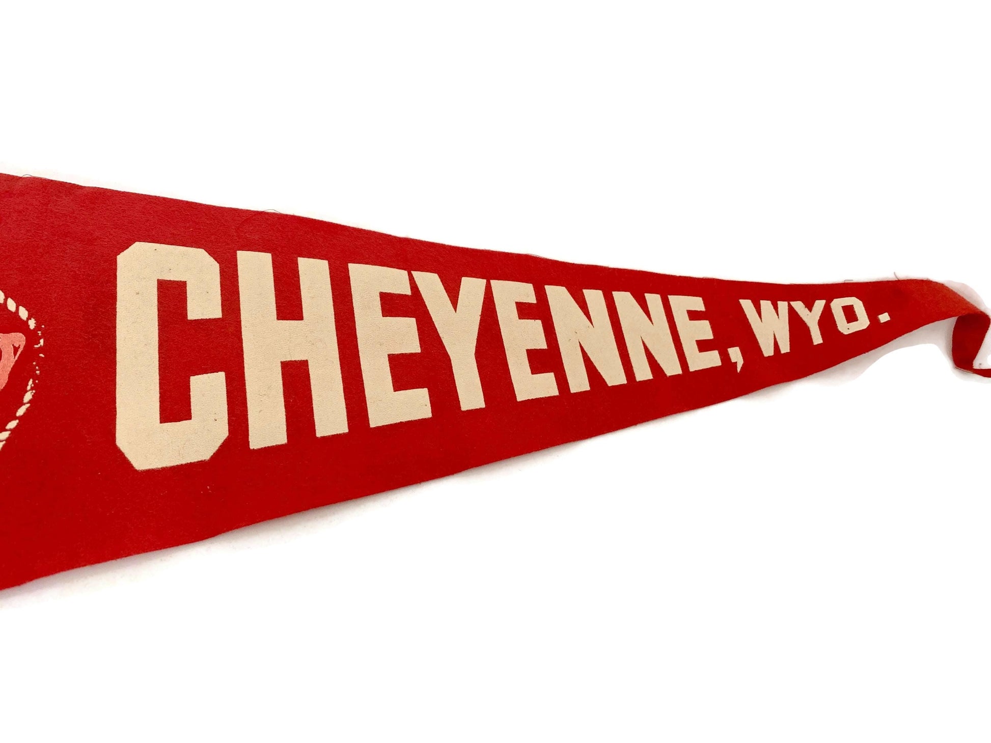 Midcentury Cheyenne Pennant; a Wyoming Souvenir at Duckwells