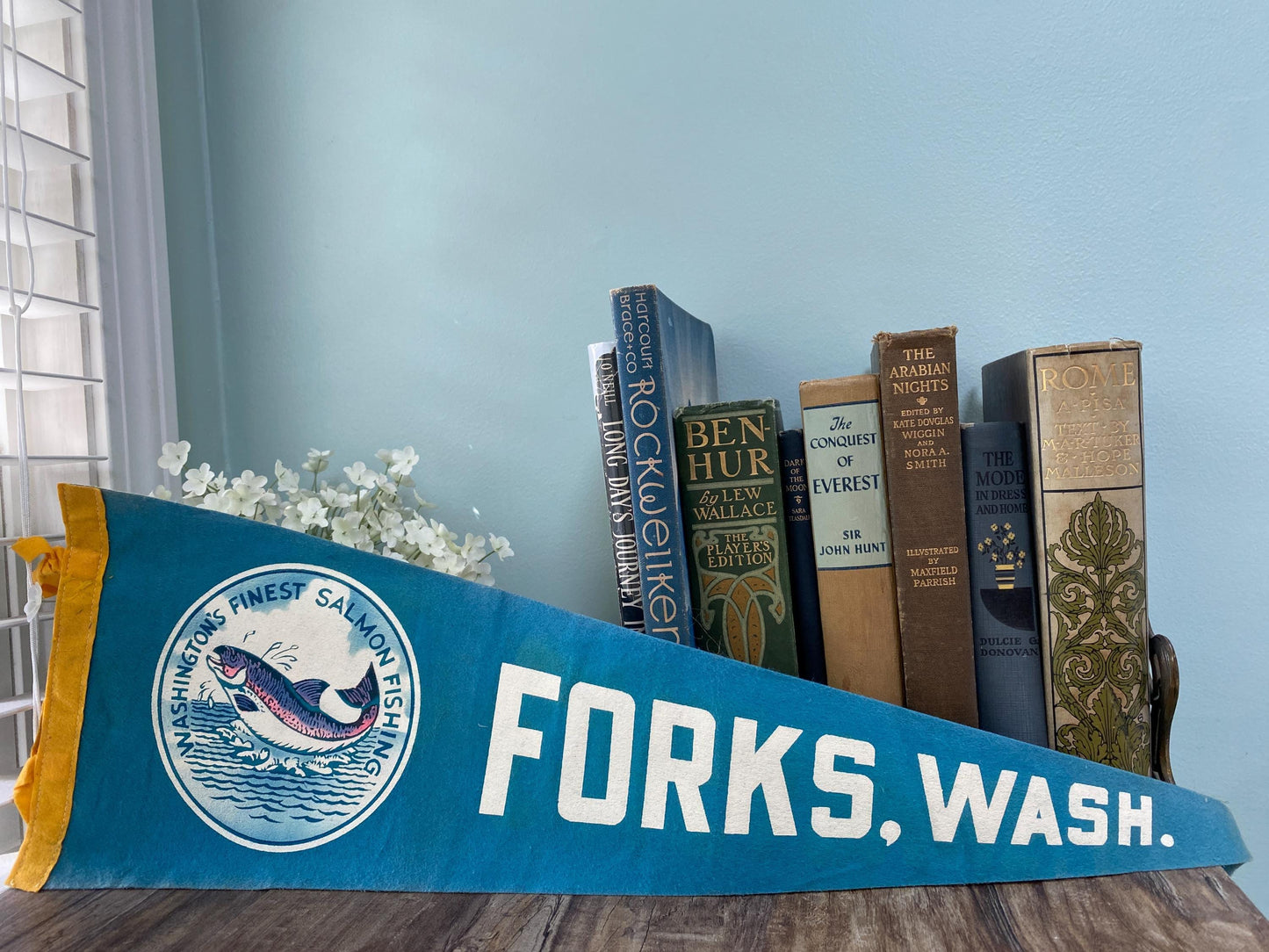 Vintage Forks Washington Pennant, a Salmon Fishing Souvenir at Duckwells