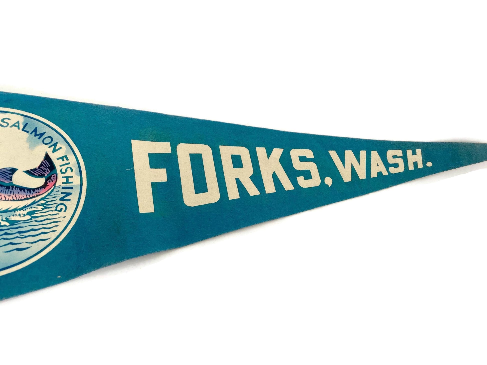 Vintage Forks Washington Pennant, a Salmon Fishing Souvenir at Duckwells