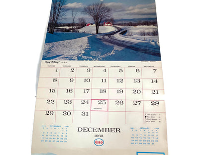 Vintage 1962 Esso Advertising Wall Calendar at Duckwells