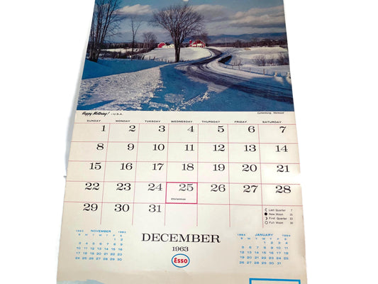 Vintage 1962 Esso Advertising Wall Calendar at Duckwells