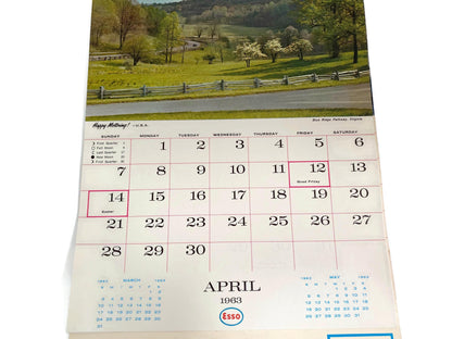 Vintage 1962 Esso Advertising Wall Calendar at Duckwells
