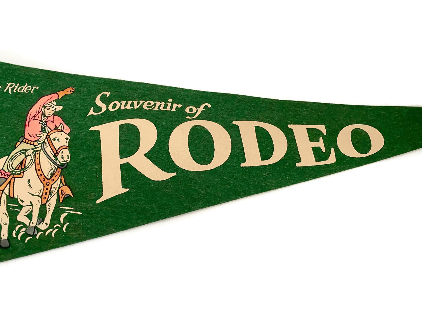 Vintage Souvenir of the Rodeo Large Felt Pennant at Duckwells
