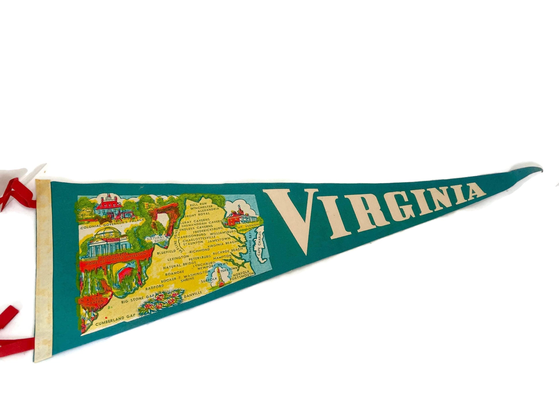 Vintage Virginia Pennant - Midcentury Felt Travel Souvenir at Duckwells