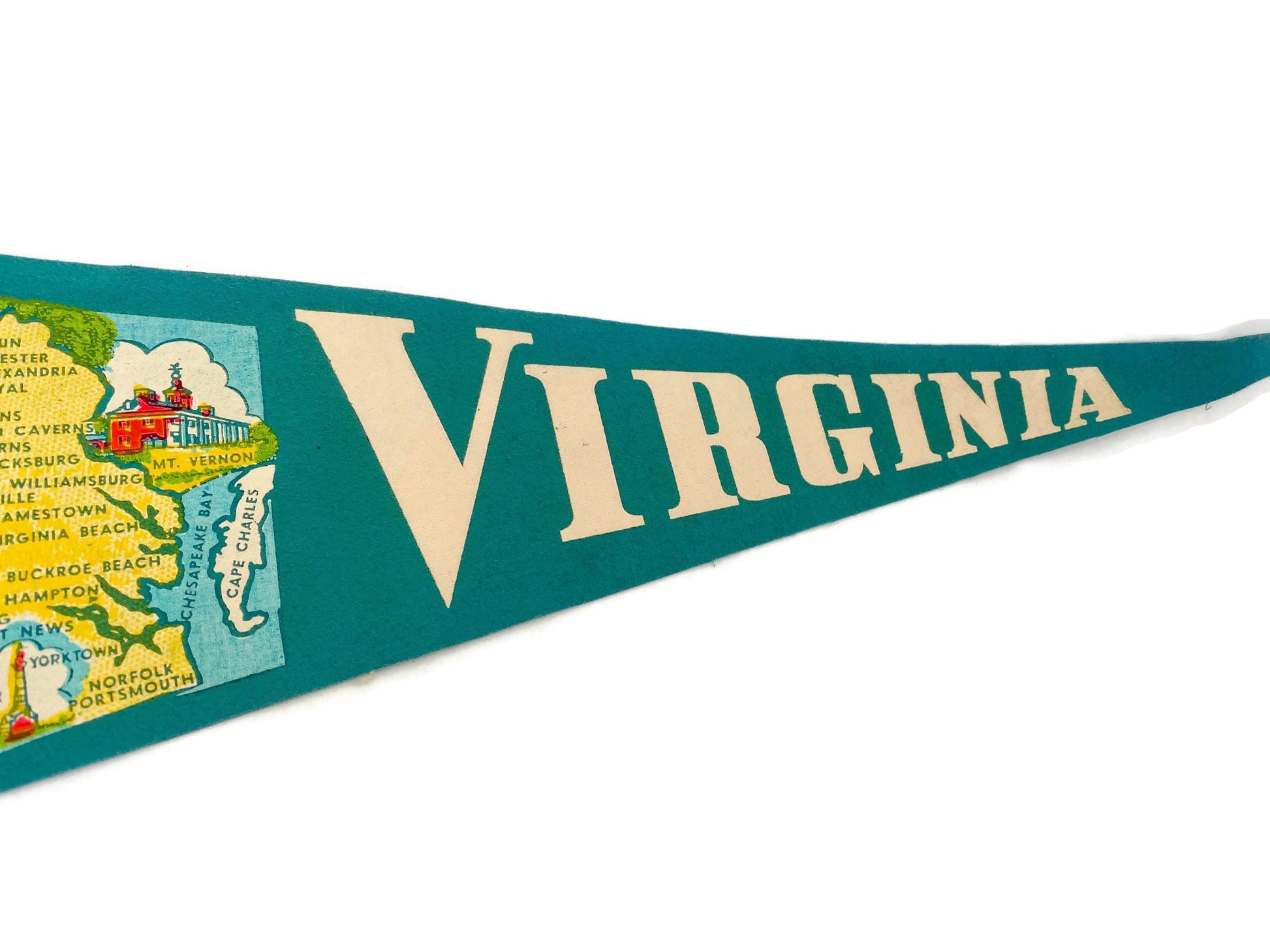 Vintage Virginia Pennant - Midcentury Felt Travel Souvenir at Duckwells