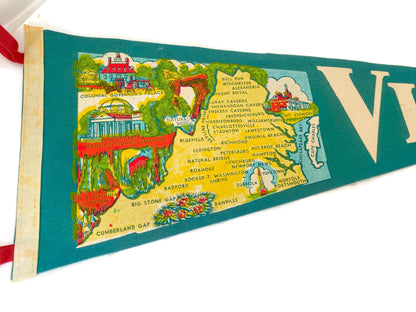 Vintage Virginia Pennant - Midcentury Felt Travel Souvenir at Duckwells
