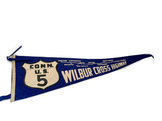 Vintage Connecticut Pennant, Wilbur Cross Highway at Duckwells