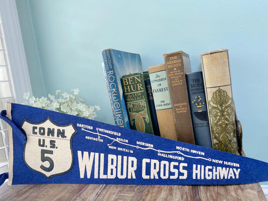 Vintage Connecticut Pennant, Wilbur Cross Highway at Duckwells