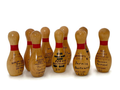 Vintage Mini Bowling Pin Set - Vintage Wooden League Participation Trophies at Duckwells